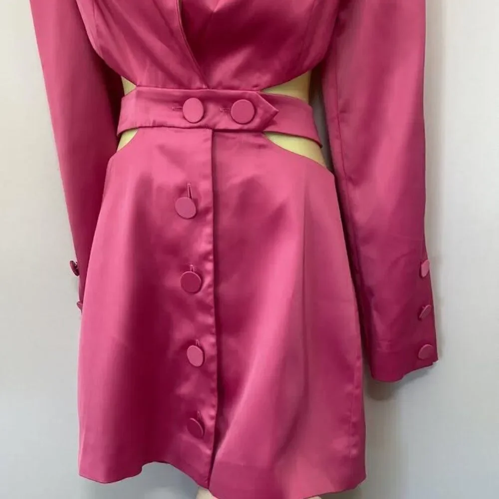 FOR LOVE AND LEMONS DRESS "MARIE' PINK SATIN OPEN BACK NWOT SZ SM - Picture 4 of 9